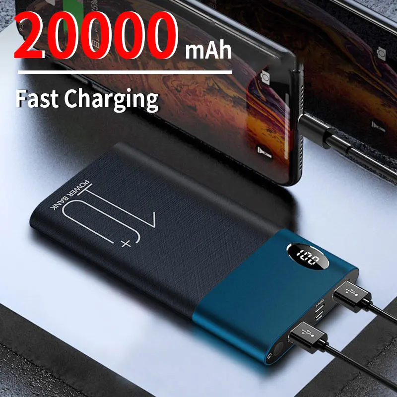 

Fast Charging Power Bank Portable 20000mAh Charger 2USB Outupt Digital Display External Battery for iPhone Samsung Xiaomi