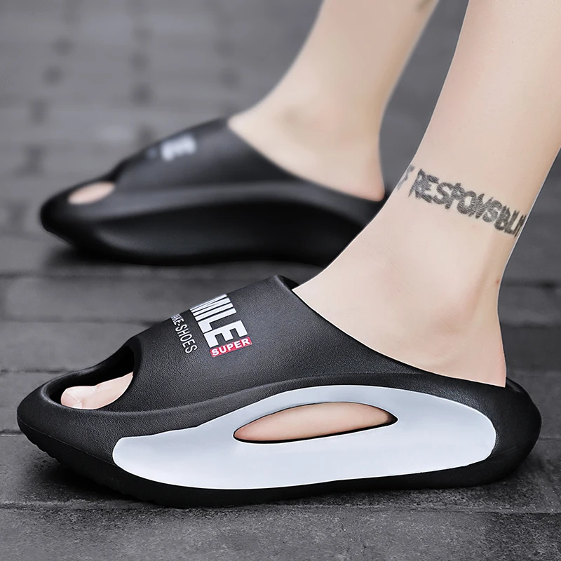 

Men's Slip on Platform Slippers 2023 Summer New Soft Sole Light Non-slip Bathroom EVA Slides Shoes for Men Outdoor Beach Shoes
