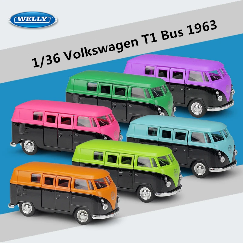 

Модель автомобиля из сплава с изображением Volkswagen T1 1:36, литой металлический игрушечный автомобиль, Коллекционная модель, украшение, подарок ...