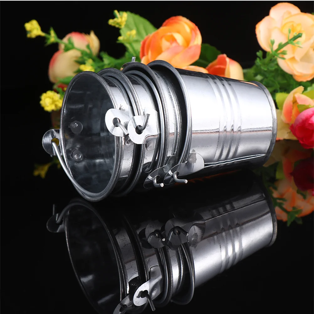

4 Pcs Galvanized Tin Pails Rustic Farmhouse Decorations Round Planter Metal Flowers Bucket Arrangement Pots Indoor Iorn Vase