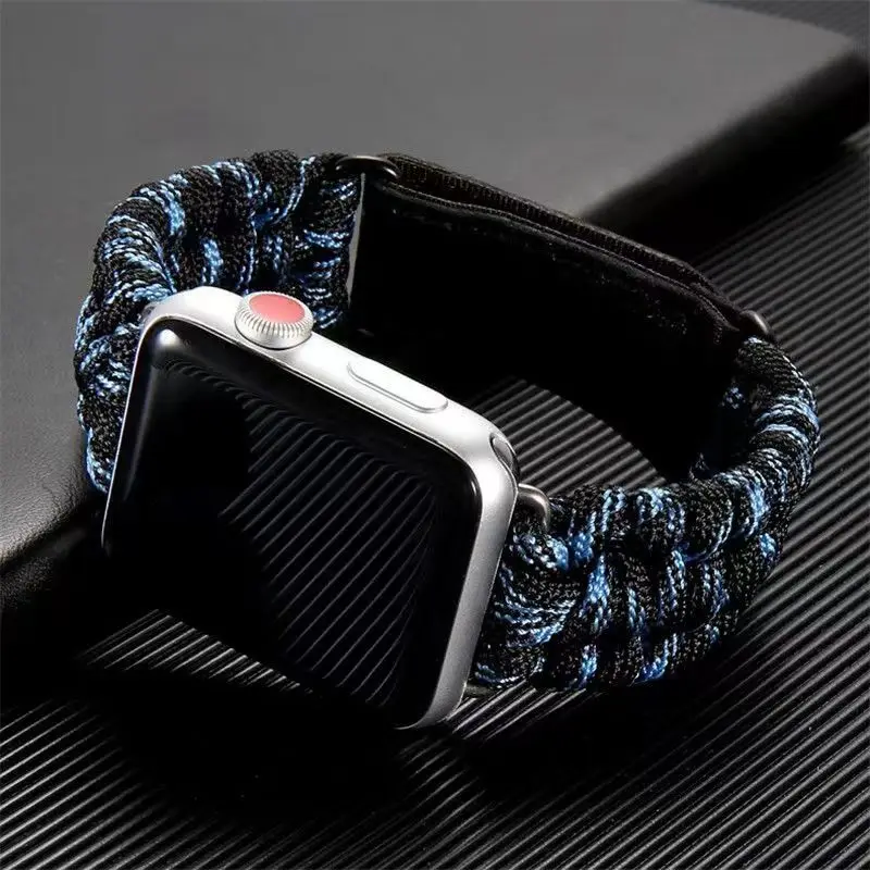 

Sport Braided Band for Apple Watch 45mm 41mm 44mm 40mm 42mm 38mm Bracelet for iWatch 7 6 5 SE 4 3 Leather Clasp Nylon Rope Strap