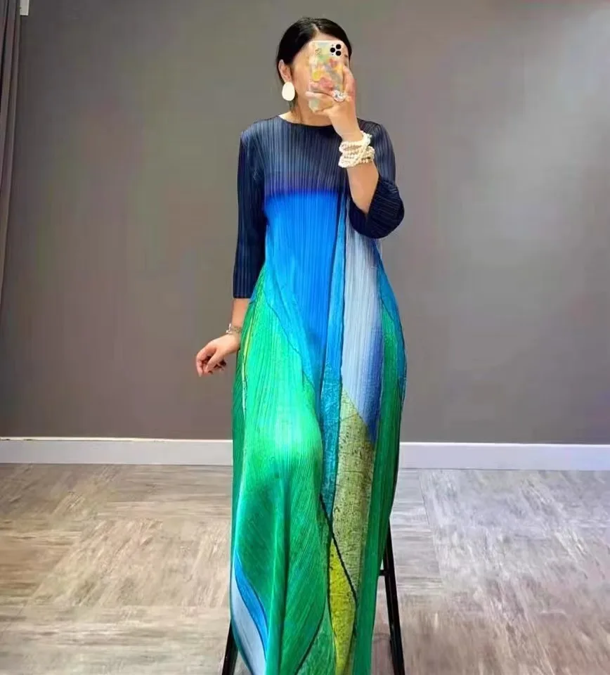 

SuperAen 2022 New Oversized Women's O Neck A Line Casual Loose Retro Dress for Women