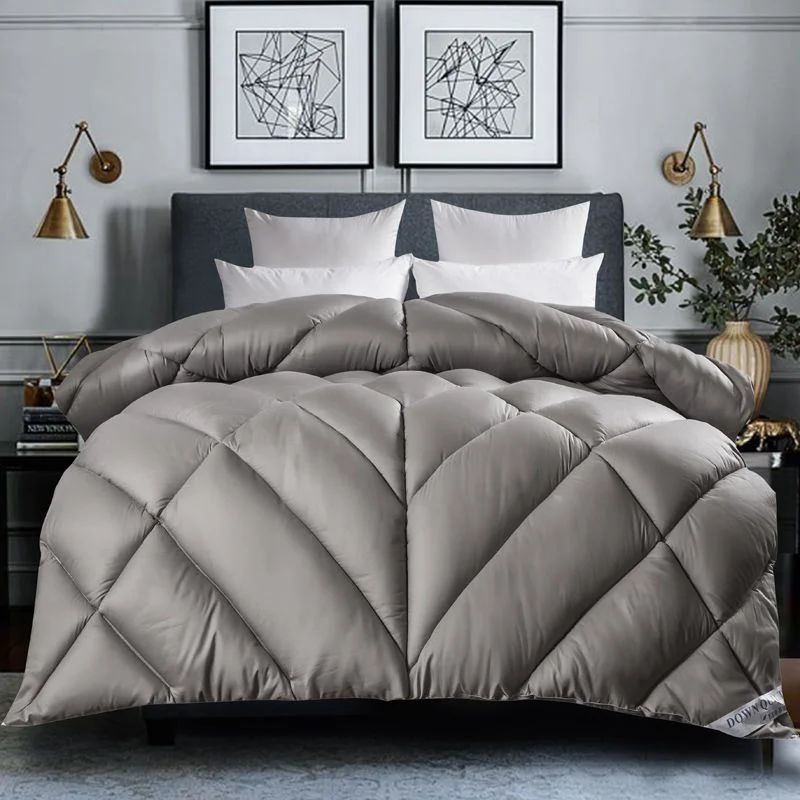 

100% Goose Down Duvet Comforter Quilted Perfect Comfort Double Single Size Winter Thick Blanket Solid Color Bedclothes