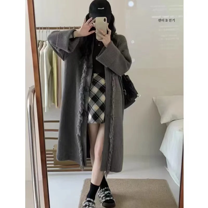 Свитер с бахромой верхняя одежда Женский высококачественный вязаный Топ средней