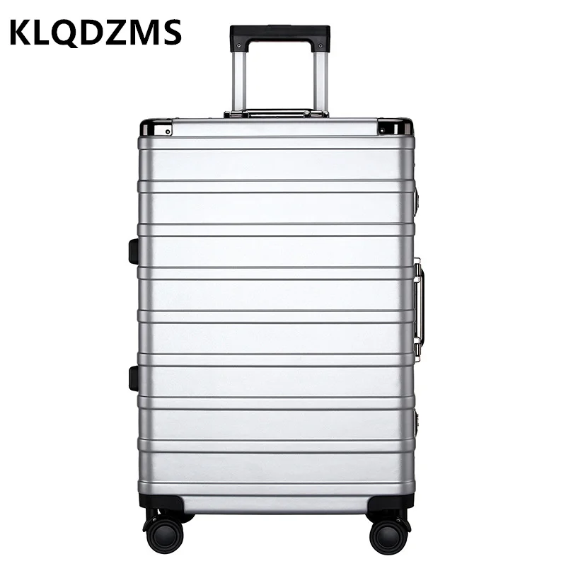 KLQDZMS Horizontal Striped Road Luggage Female 20 Inch Business Travel Portable Boarding Case High-quality Waterproof Suitcase