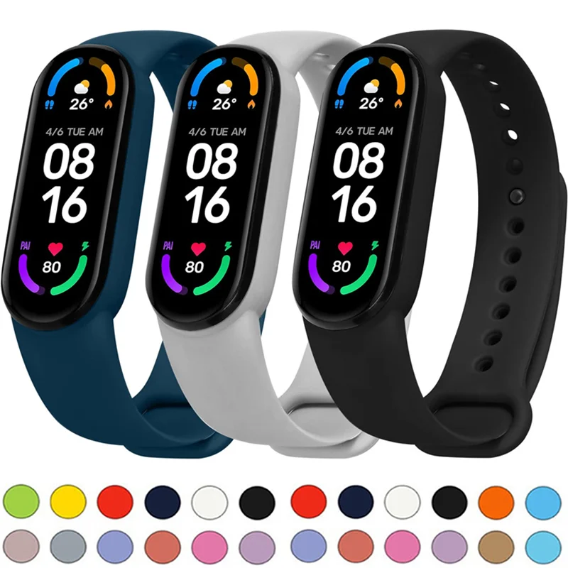 

Watch Strap for Xiaomi Mi Band 7 6 5 4 3 Wristband Silicone Bracelet Wrist Straps MiBand 3/4 band5 band6 Smartwatch Accessories