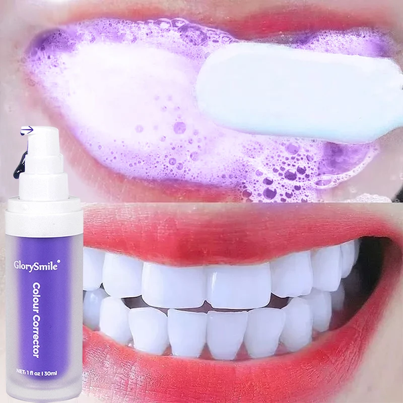 

V34 Purple Toothpaste Remove Stains Whitening Brightening Reduce Yellowing Fresh Breath Mousse Tooth Essence Oral Cleaning Care