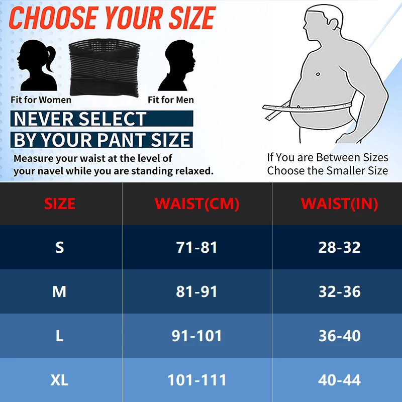 Double Compression Neoprene Back Brace For Lower Back Pain Men Posture Corrector Black Lumbar Support Belt Breathable Waist Belt