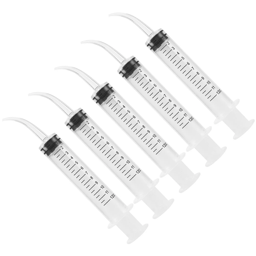 

5pcs Plastic Oral Syringe Disposable Mouthwash Cleaner with Curved Tips