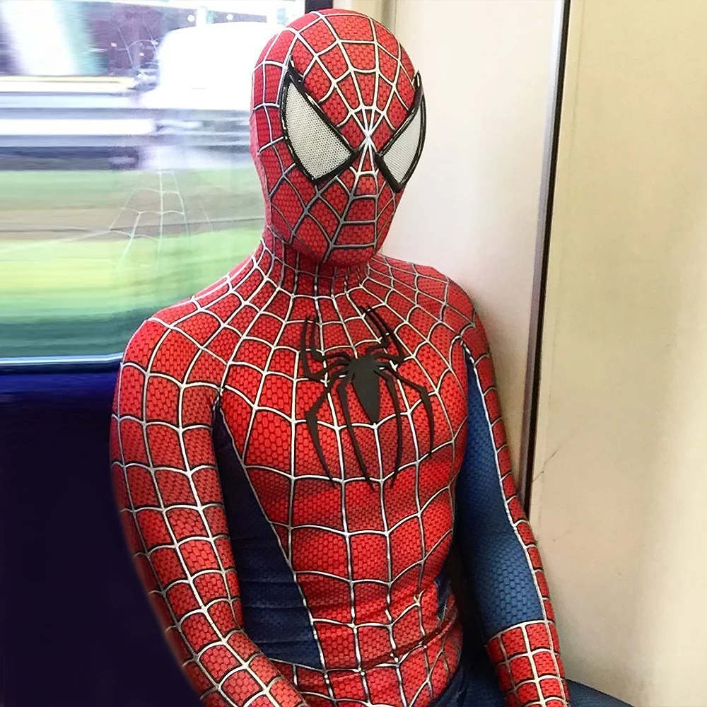 Классический Maguire Raimi SpiderMan косплей 3D логотип боди супергерой наряд Человек-паук