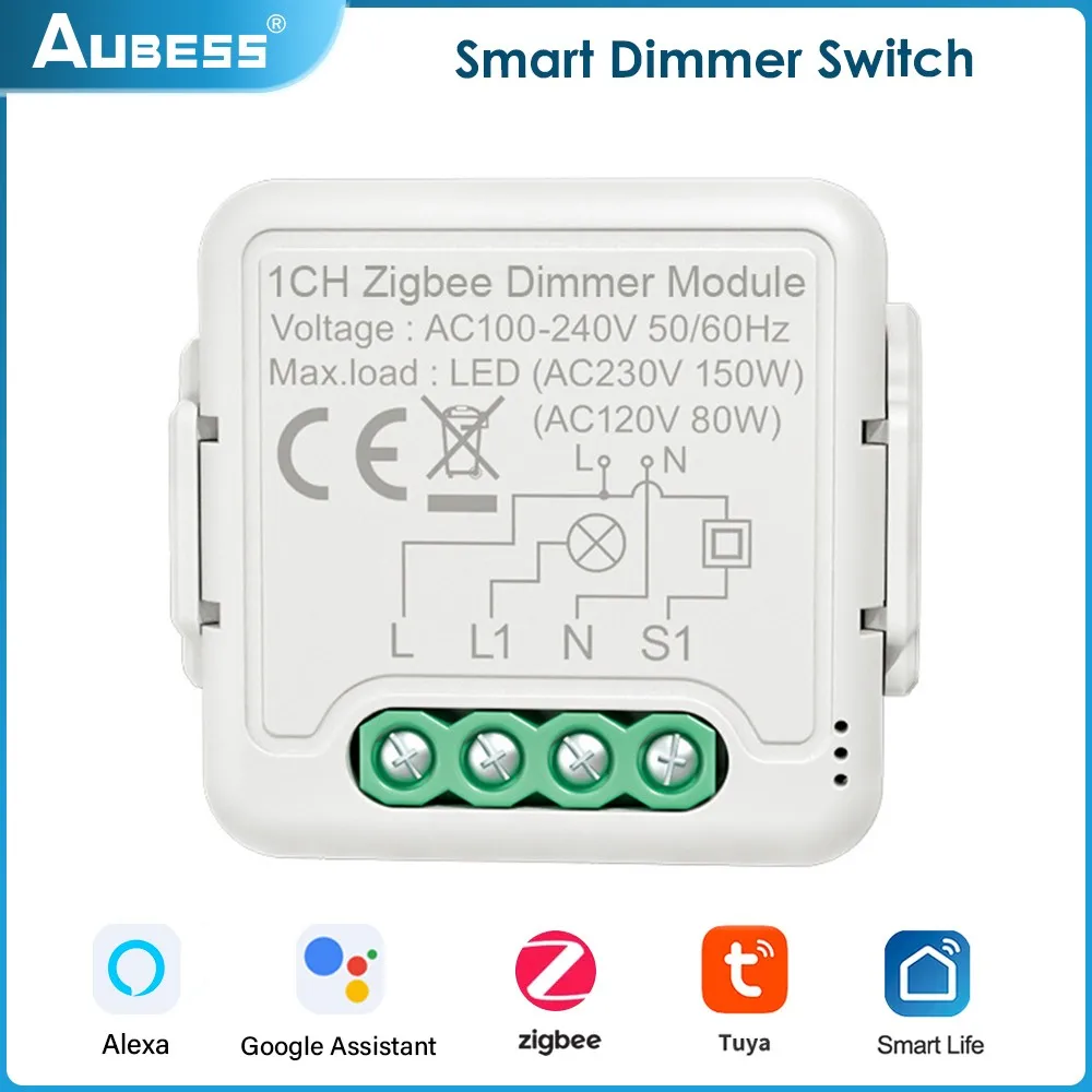 

Tuya ZigBee3.0 Smart Dimmer Switch Module 1/2Gang Timer Switch Voice And Wireless Remote Control Work With Alexa Google Home
