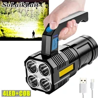 new 4core led flashlights handheld lantern camping portable lamp strong light usb rechargeable built in battery outdoor lighting