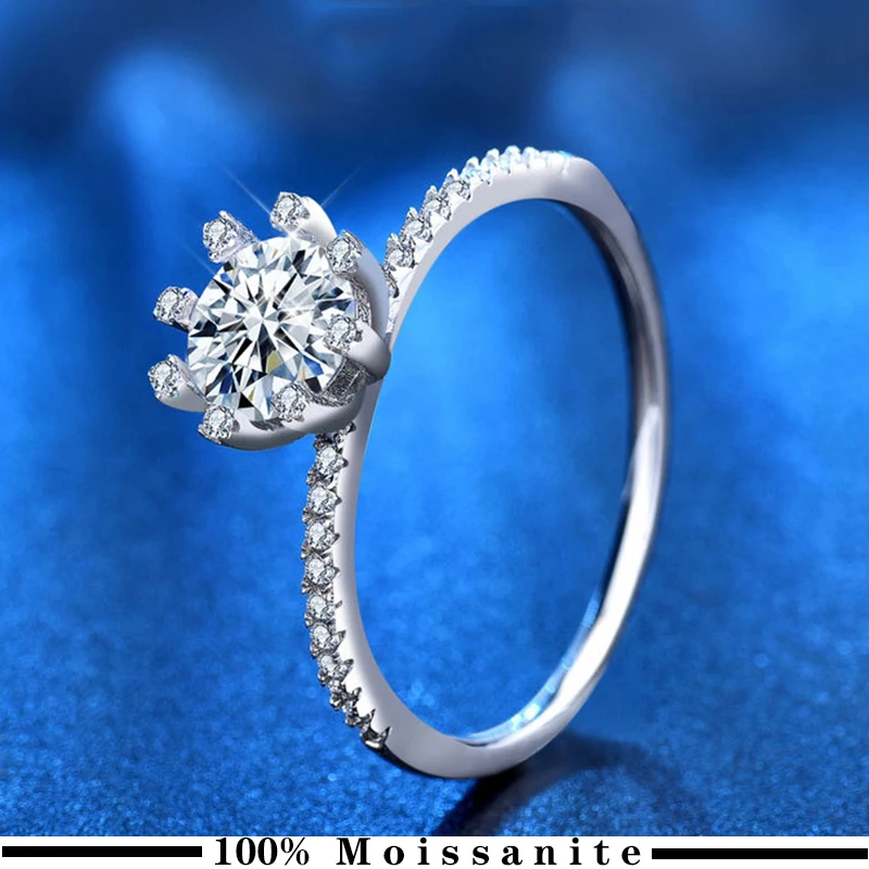 

100% лабораторное обручальное кольцо с муассанитом, 1 карат, круглый бриллиант, квадратное кольцо с ореолом, свадебное кольцо, браслет вечност...