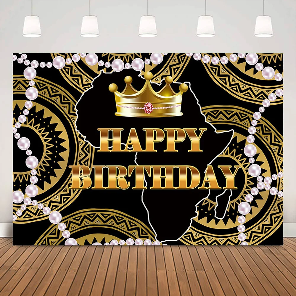 

Фотофон африканская королева на заказ на день рождения фотообои золотая корона жемчуг декорация на день рождения для девочек и женщин