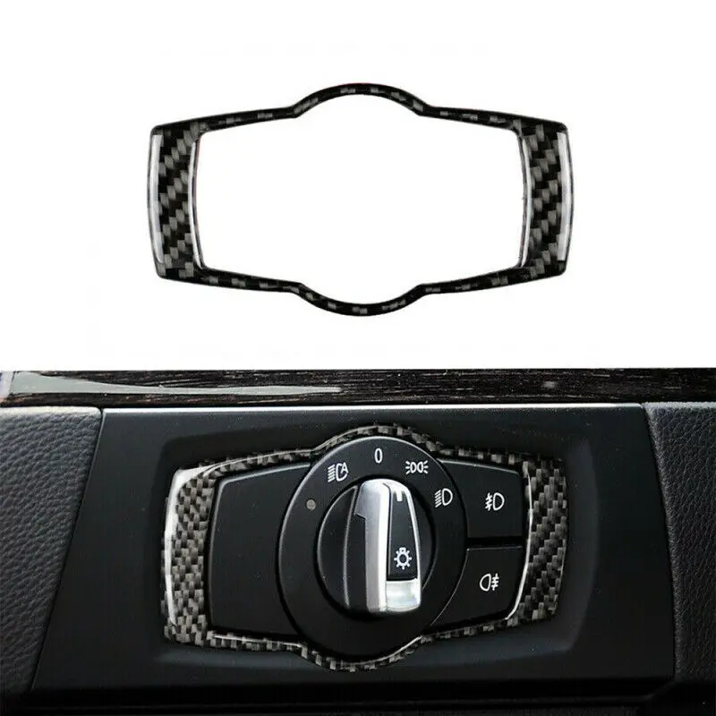 

Interior Headlight Switch sticker Accessories Carbon Fiber Cover Black
