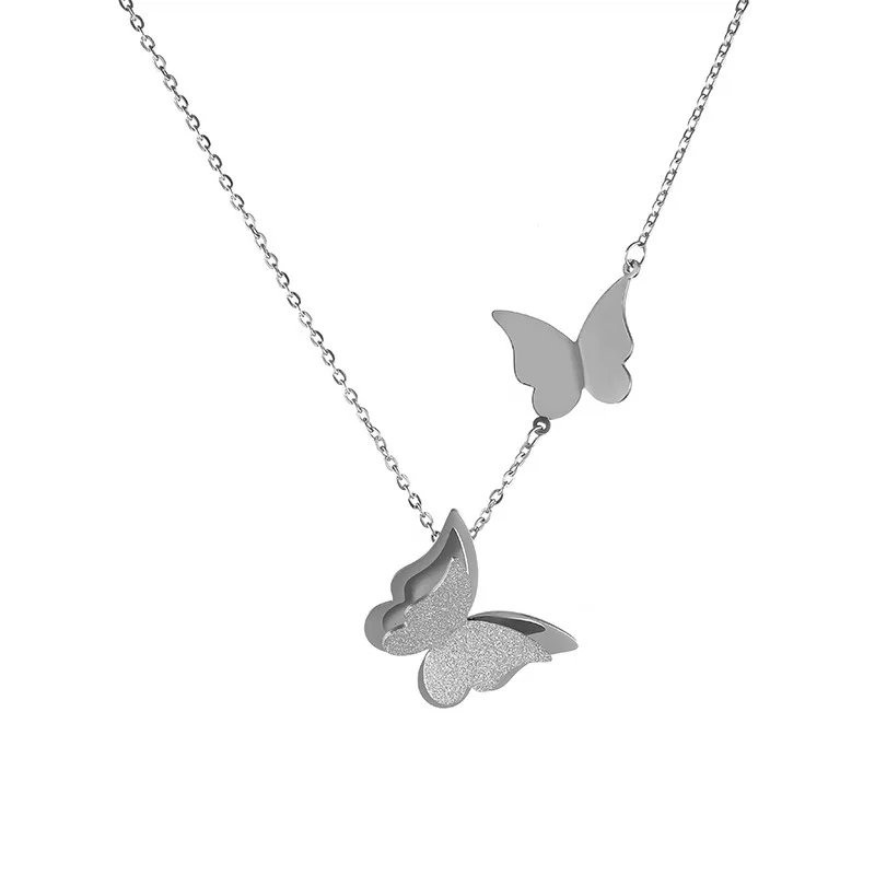 

Korean Fashion Vintage Pendant Women Necklace Silver Butterfly Necklace for Men's Chain Jewelry 2022
