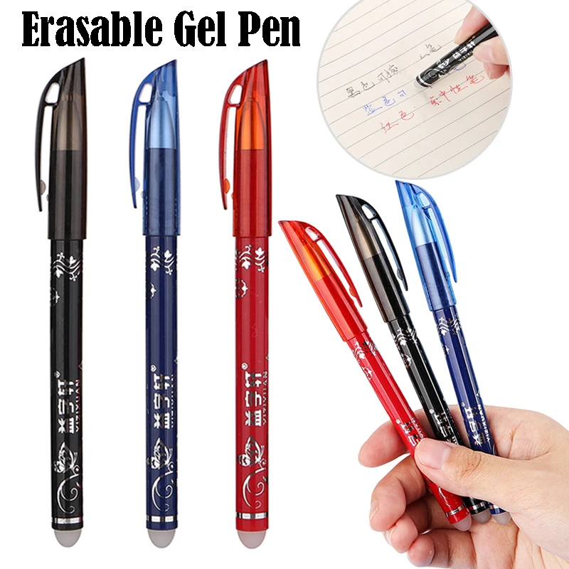

6Pcs Erasable Gel Pens Set 0.5mm Black Blue Red Ink Replaceable Refills Kawaii Pens Students Writing Stationery Office Supplies