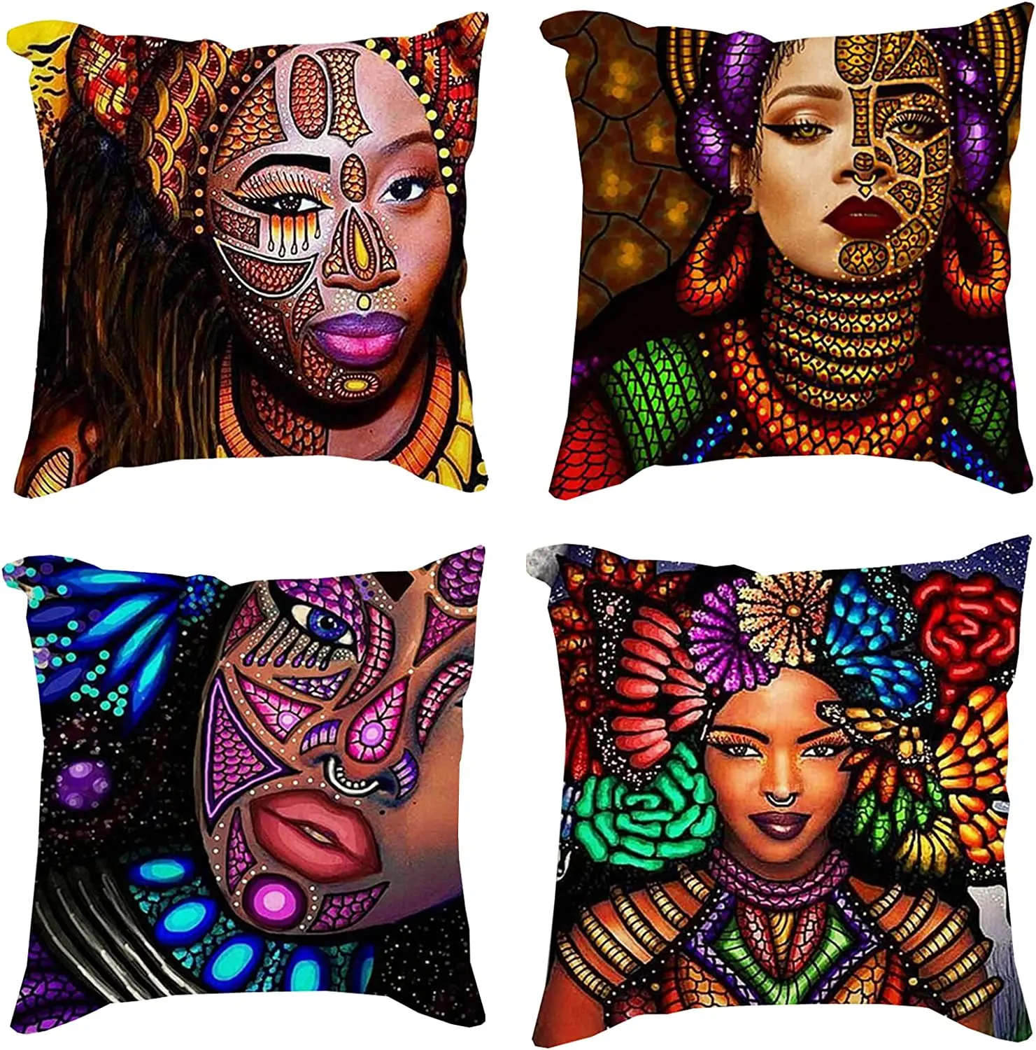 

African Women Throw Pillow Cover Zipper Square Throw Pillow Cover Cushion