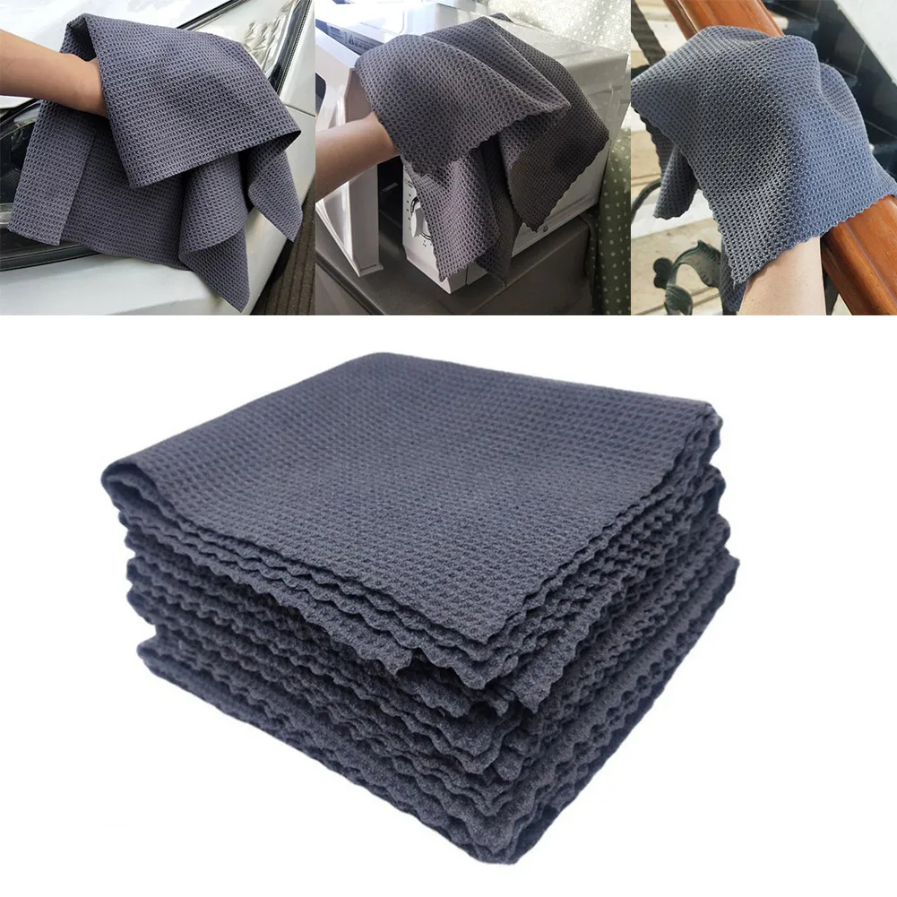 

40x40cm Car Wash Towel Microfiber Wax Polishing Waffle Towel Car Cleaning Wash Strong Water Absorption Towel Gray