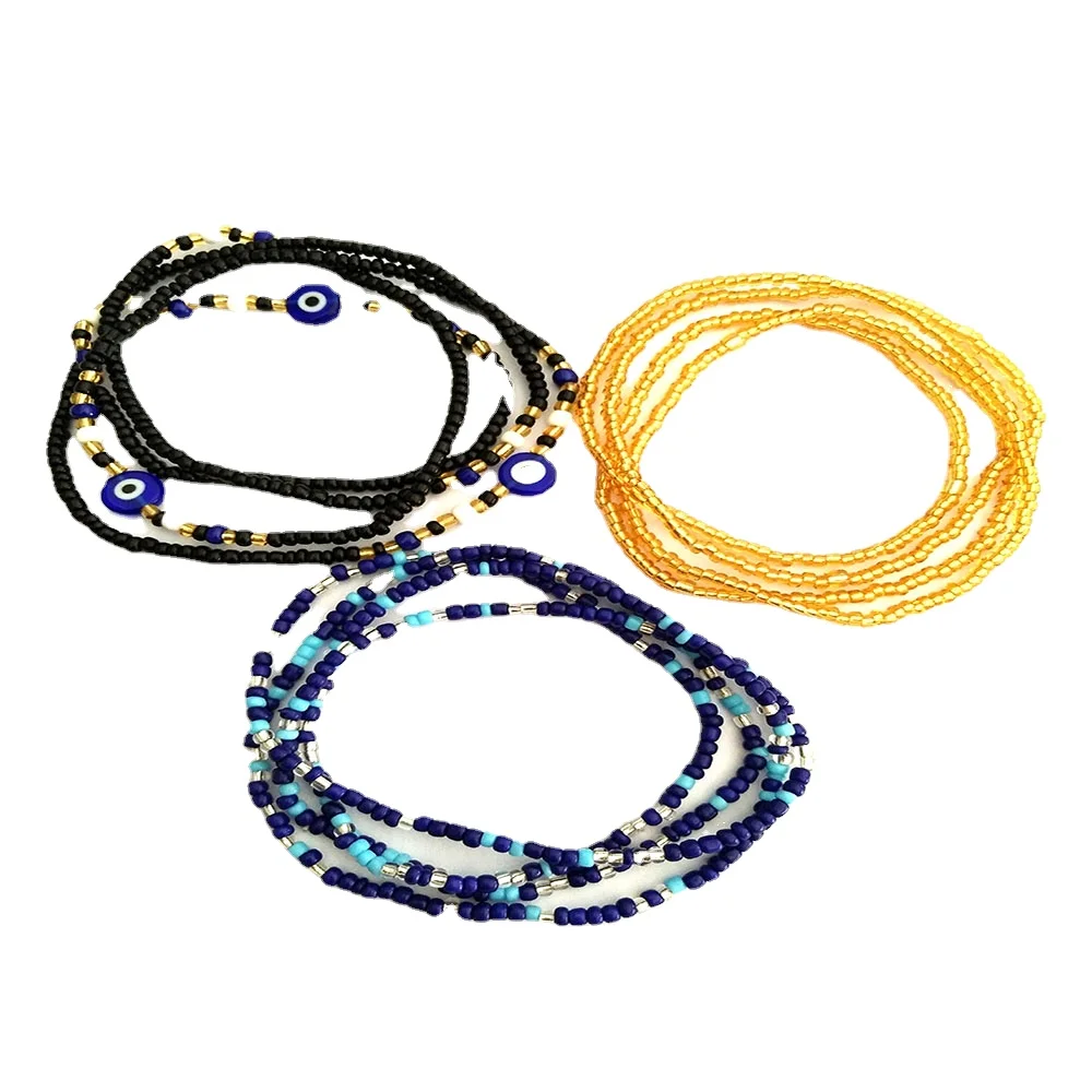 New Glass Eye Waist Beads Stretch African Waist Chain Chain Belt for Women Plus Size Charm Boho Body Jewelry images - 6