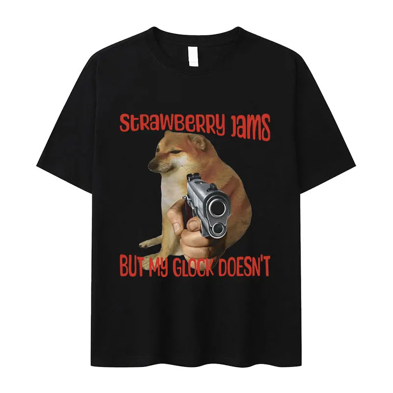 Футболка Strawberry Jams But My Glock Doesn't Funny Meme мужские модные футболки высокого качества