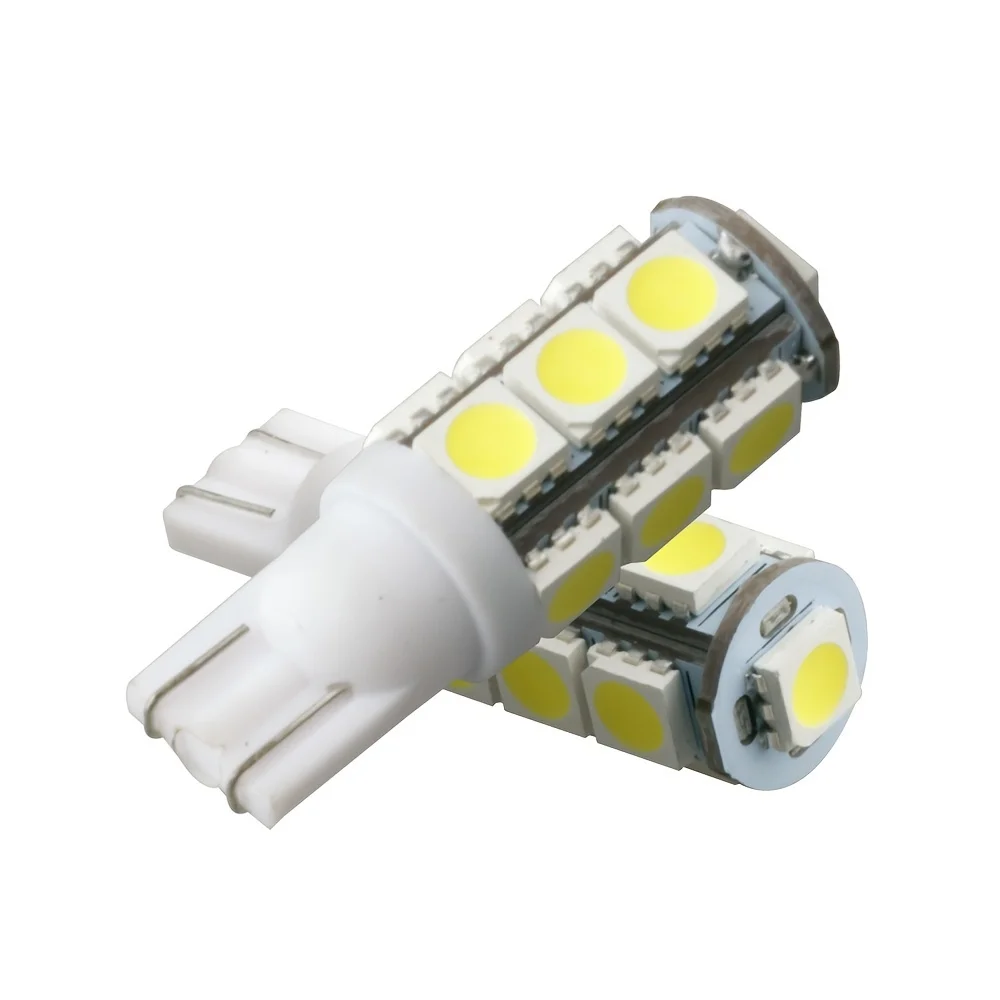 Фото Комплект из 2 автомобильных ламп T10 W5W 194, сигнальные огни, 13 SMD 5050 LED, для салона, купольные, для чтения, боковые, для багажника, 12В №2