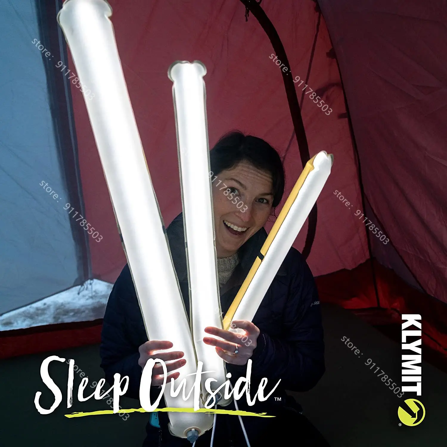 

KLYMIT Everglow Light Tube Inflatable Go-Anywhere Camp Lantern Carabiner Loop Magnetic Attachment Dimmable Travel Camping Light