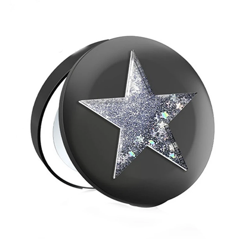

Portable Double-Sided Folding Cosmetic Mirror Female Gifts with Stars Mini Makeup Mirror Compact Pocket Mirrors,Black