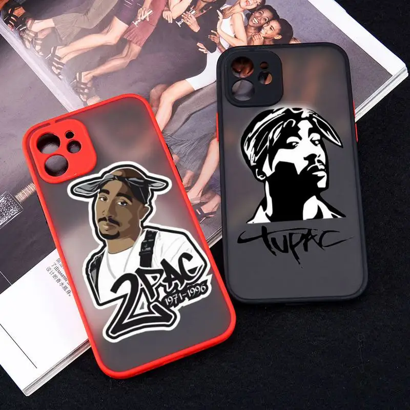 

Rapper 2Pac Tupac Shakur Phone Case Red Color Matte Transparent For iPhone 13 12 11 Pro Max Mini X XR XS 7 8 Plus
