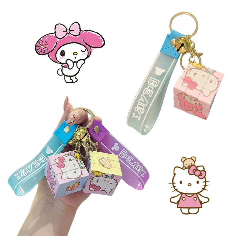 

Kawaii аниме Sanrioed Кубик Рубика кулон Милая мультяшная MyMelody автомобиль брелок для пары школьная сумка маленький орнамент девочка сердце подаро...