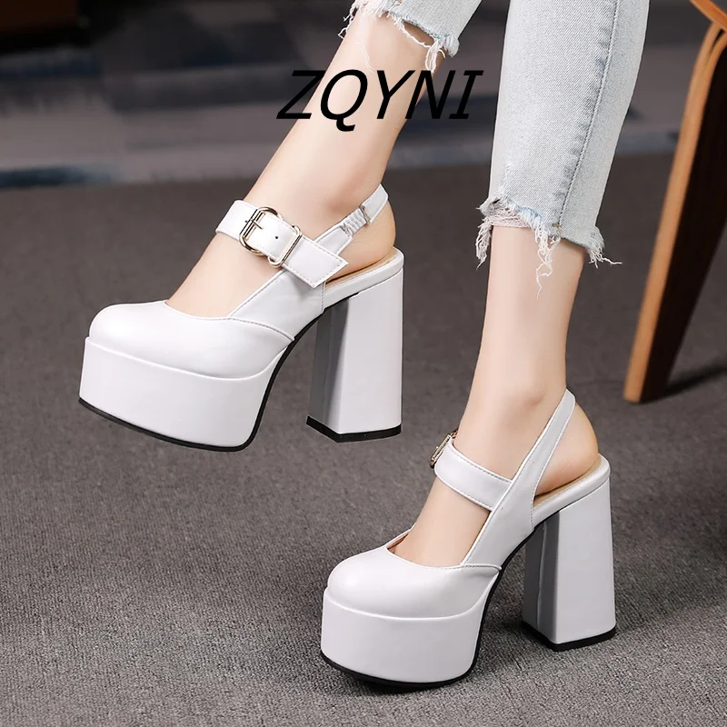 

Женские босоножки на толстой подошве, водонепроницаемые туфли на платформе и высоком каблуке, вечерние и свадебные платья, новинка 2022