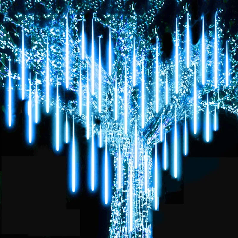 

30cm 50cm Outdoor Waterproof 8 Tube Meteor Shower Led Color Light String Christmas Tree Decoration for Home Navidad Garden Decor