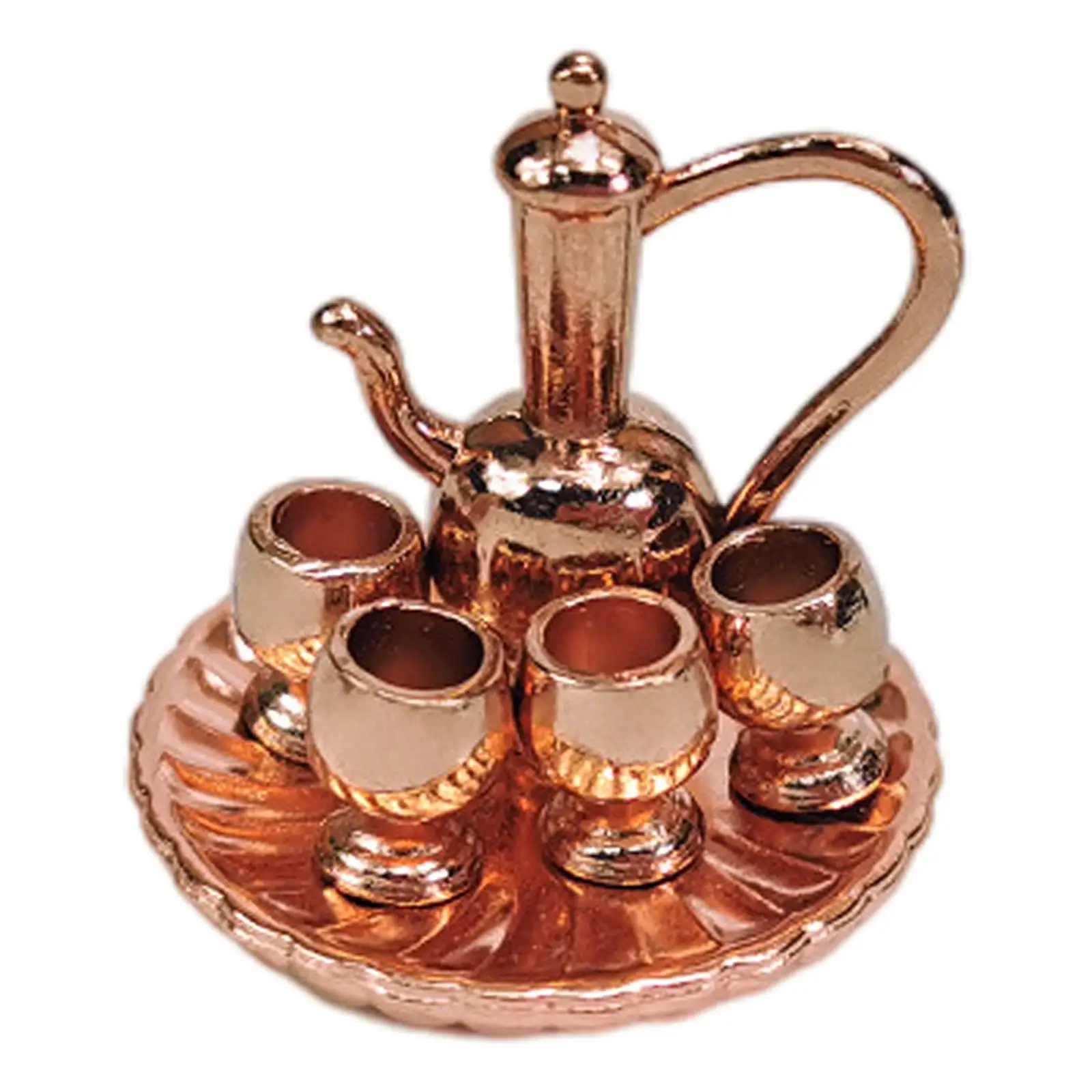 Поднос для чайной чашки игрушечный 1/12 чайный горшок набор металлической посуды