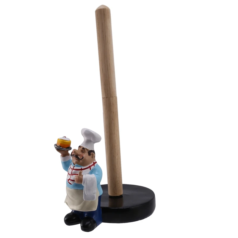 

2X Resin Chef Double-Layer Paper Towel Holder Figurines Creative Home Cake Shop Restaurant Crafts Decoration Ornament B