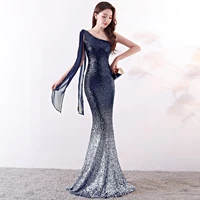 8118 gradient beaded womens evening dress long host dress fishtail dress