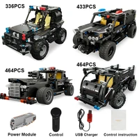 bibilock police swat car truck model building blocks power module controller assemble bricks educational toys for boy kids