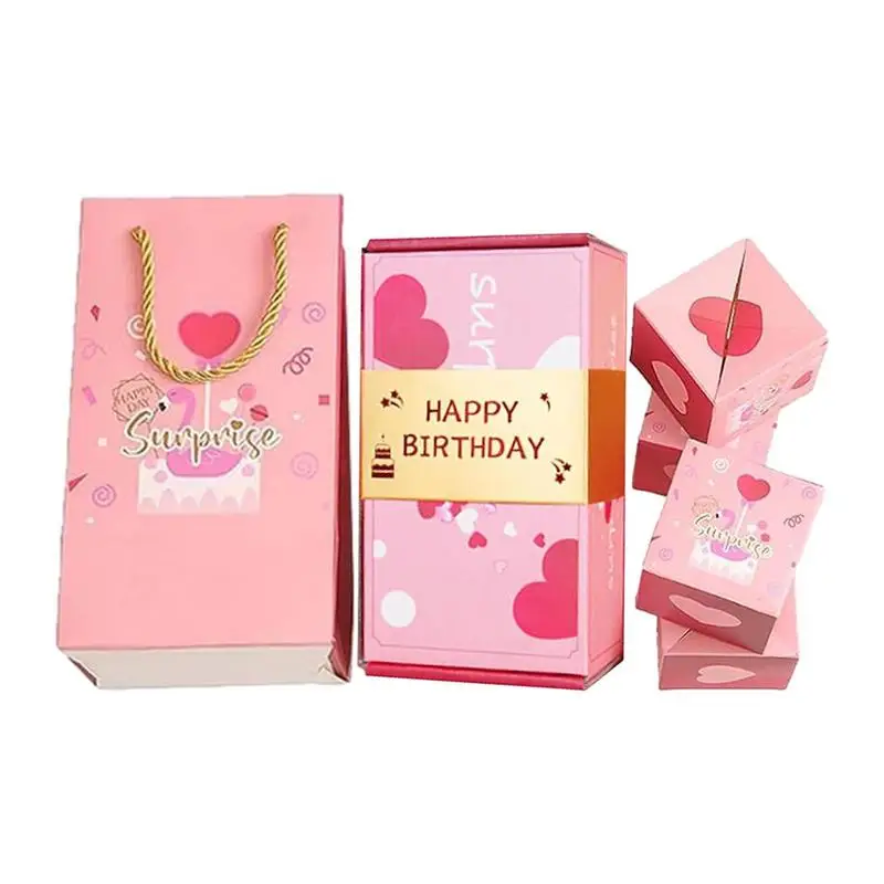 

Creative Surprise Exploding Box Creativity Folding Bouncing Red Envelope Gift Box Set DIY Folding Carton Gift Box For Weddings