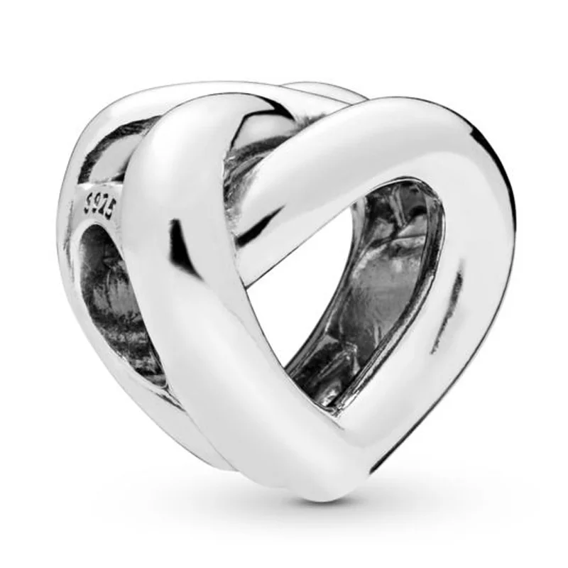 

New Smooth Knotted Love Heart Beads Fit 925 Sterling Silver Bead Charm Bracelet Bangle Diy Jewelry