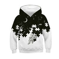 childrens spring and autumn clothing digital printing of star astronaut casual loose long sleeved sweater pullover hoodie