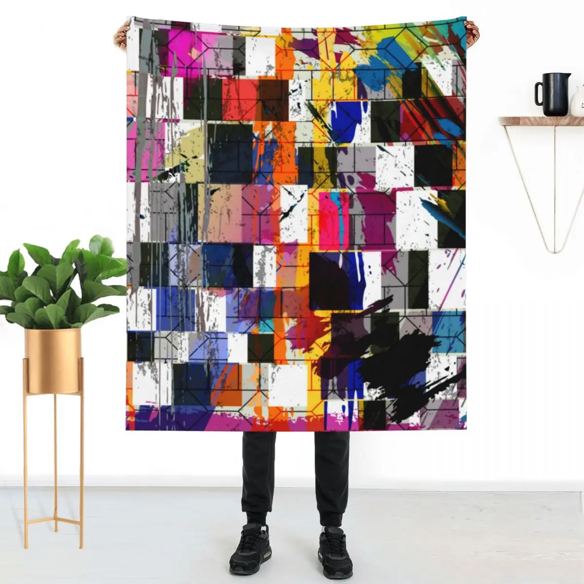 

Rainbow Colors Blanket Colorful Aesthetic Art Bed Comfy Throw Blanket Knee Furry Blankets