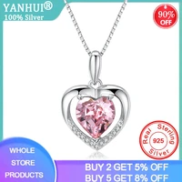 yanhui luxury women tibetan silver s925 cubic zircon necklace pendant sets romantic heart design gift jewelry wedding necklace