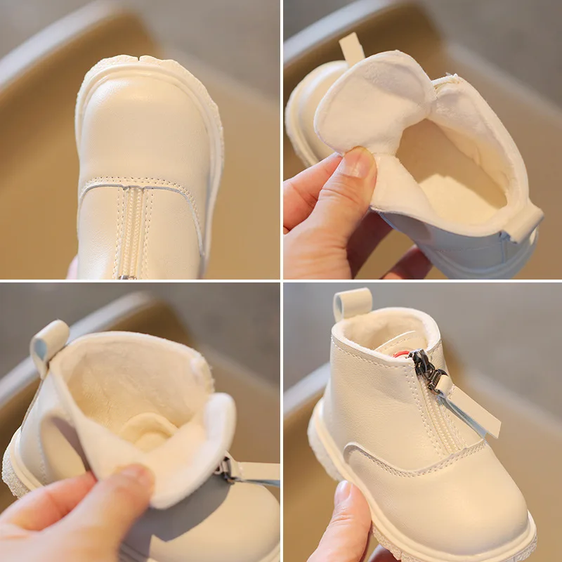 Ботинки для малышей с молнией материал ПУ-кожа размер 15 - 25 черный / бежевый |