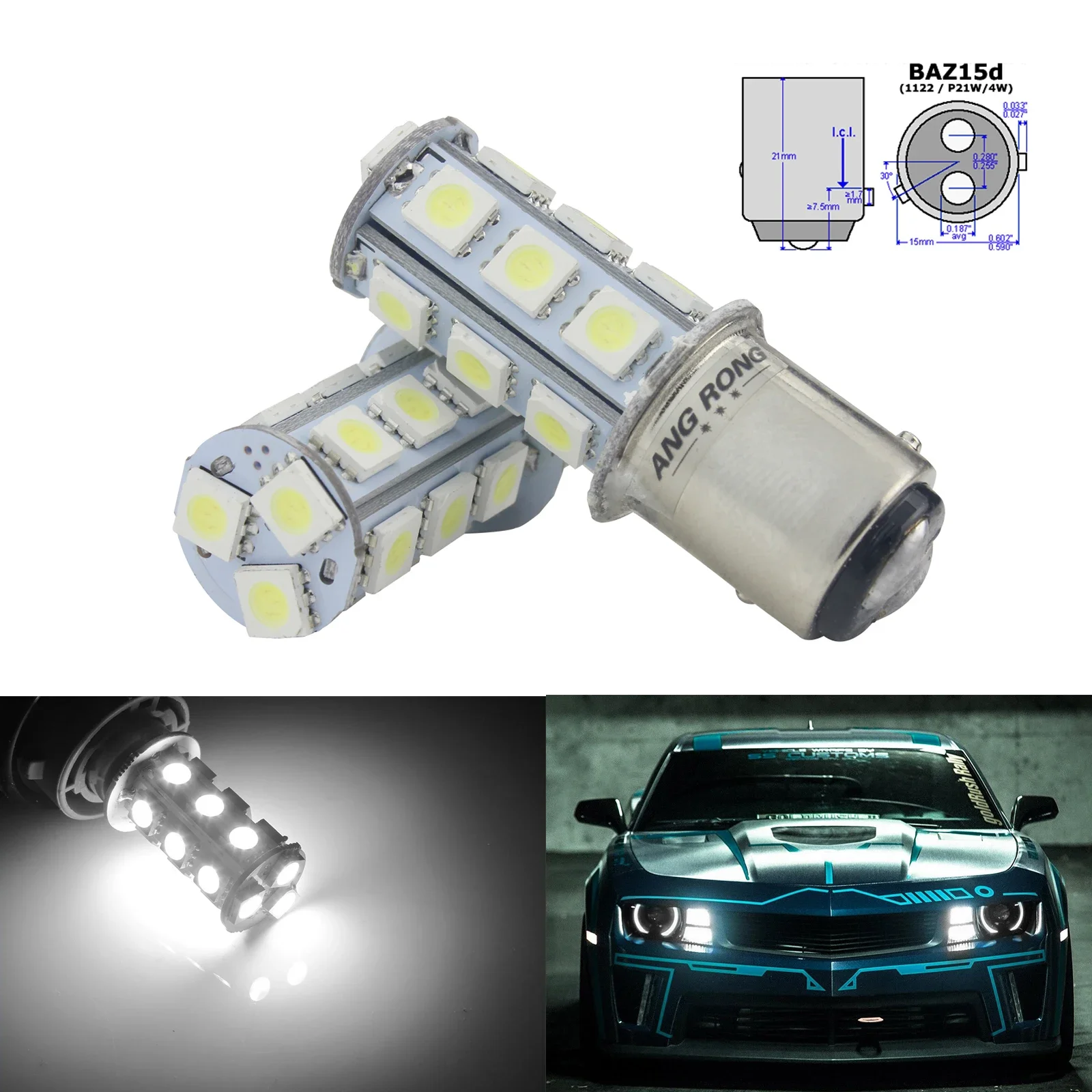 

ANGRONG 2x BAZ15d P21/4w 566 18 SMD светодиодная лампа для автостоянки, задний стоп-сигнал, белый