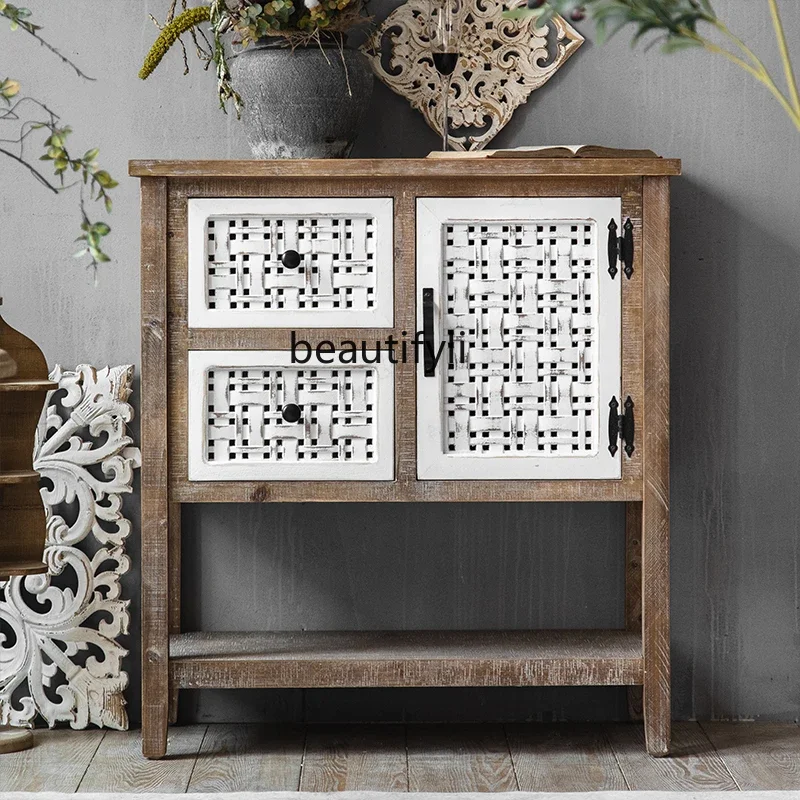 Настенный шкаф из массива дерева в американском стиле для гостиной с дверным