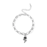 korean fashion jewelry chain bracelet for women trendy rose pendant bracelets girl hip hop jewelry accessories brace lace