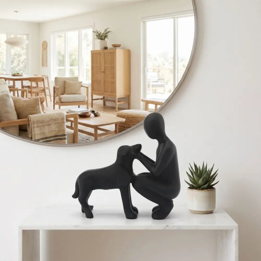 Фото 3D-печатные статуэтки девочки и собаки, скульптуры для любителей животных, милые фигурки собак, забавные статуэтки собак, поделки в скандинавском стиле, декор для дома №2