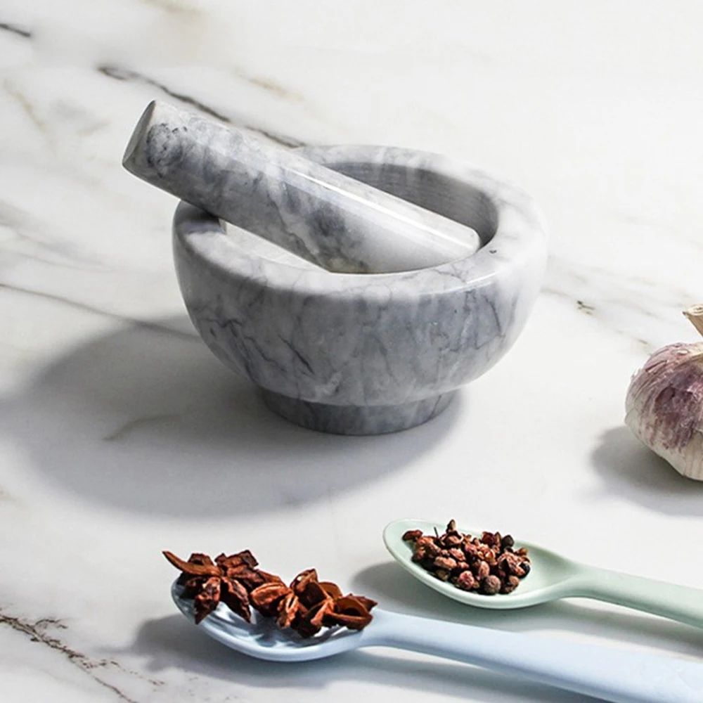 Набор мраморной ступы и пестика чаша с ложкой инструменты для приправ специй