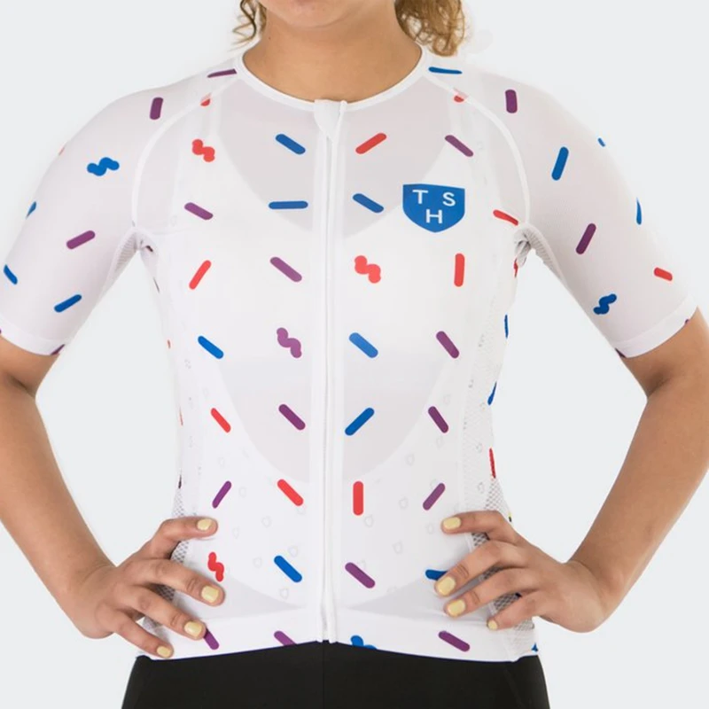 

Women TSH Speed race shirt White female cycling jersey Top quality bicycle clothes Short sleeve ride with Silicone webbing