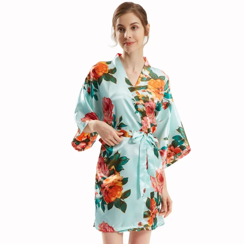 1 шт. Элегантная ночная рубашка Женская атласная одежда для отдыха с цветочным