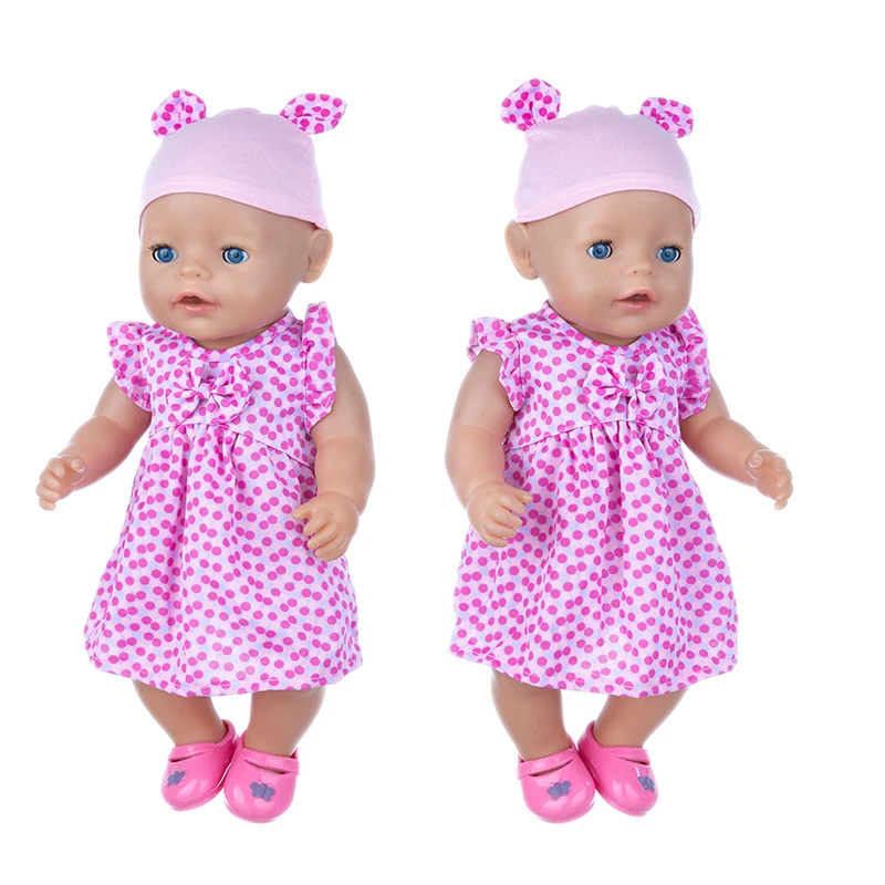 

Purple Dot Dress Suit Doll Clothes Fit 17 inch 43cm Doll Clothes Born Baby Suit For Baby Birthday Fistival Gift